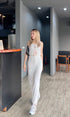 TIRA Half Sleeve Tie Up Crop Top With High Waist Split Skirt